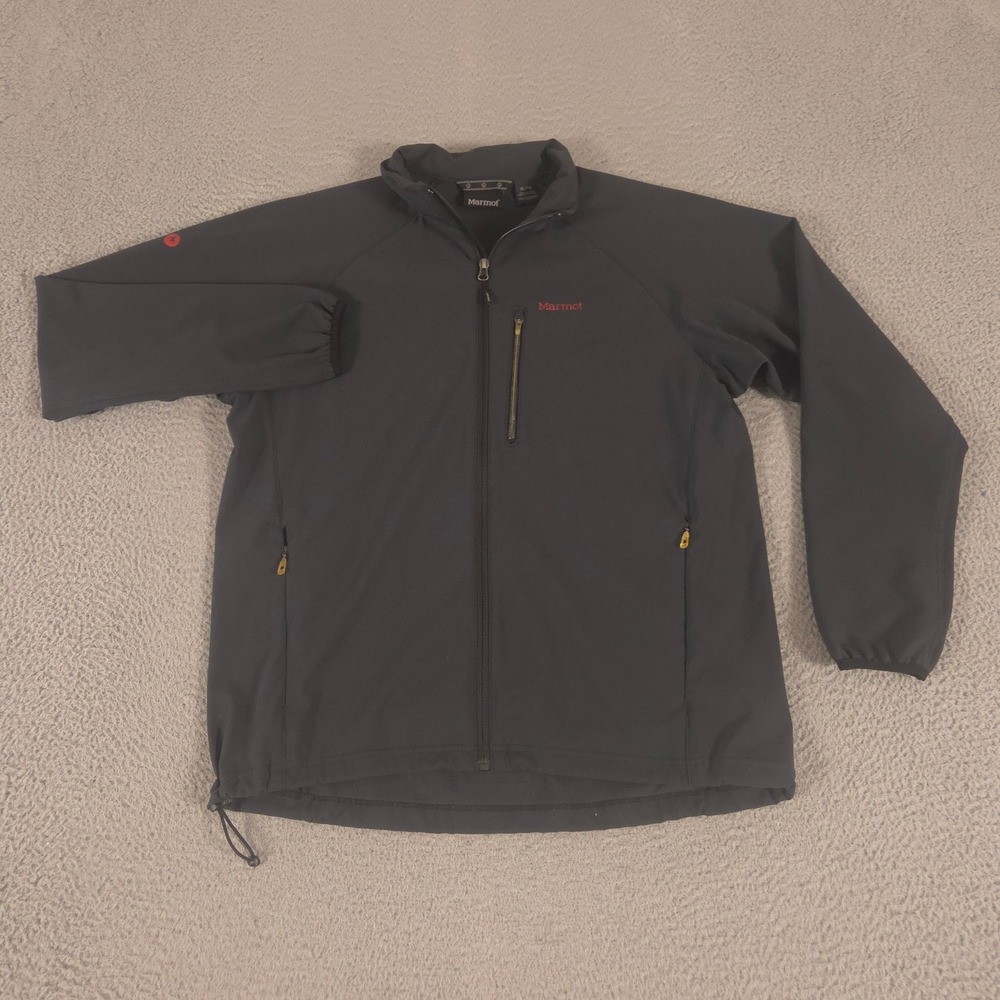Marmot Jacket Mens XL Charcoal Tempo Softshell Full Zip Windbreaker Hiking Coat
